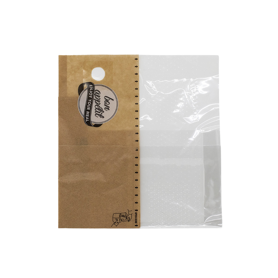 TOREBKA PAPIEROWA KANAPKA XL 28X7,5X13 CM /BEŻOWA, FOLIA/